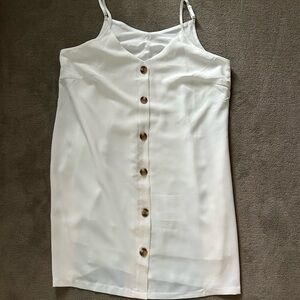 Strappy Button V Neck Mini Dress